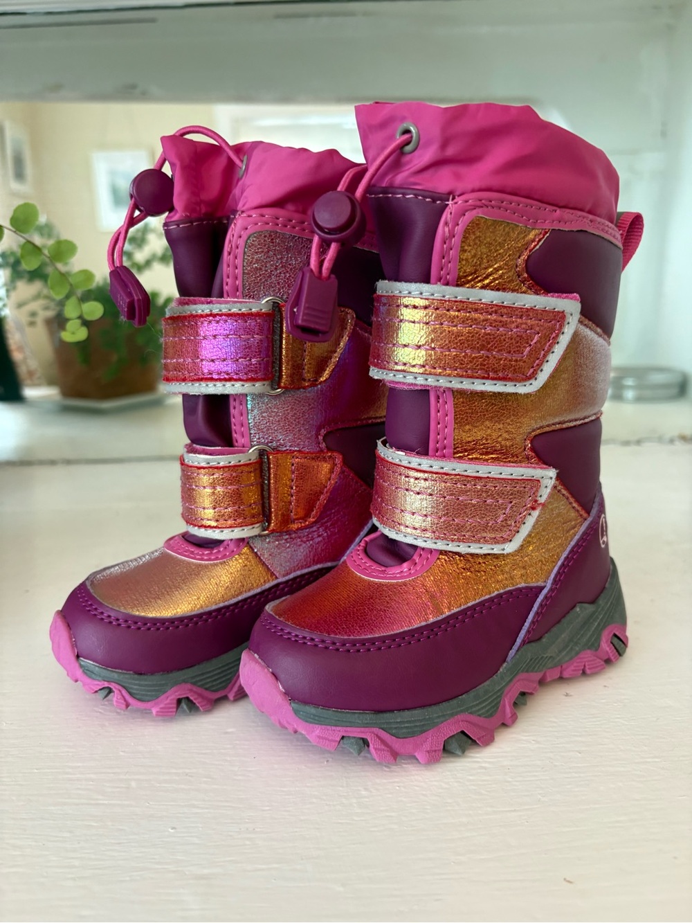 Lands' End Toddler Pink & Metallic Orange Snow Boots